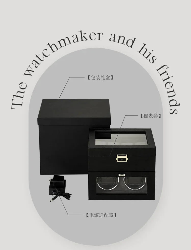 Watch Winders for Mechanical Watches Automatic Rotator Holder Double Layer Black Cabinet Storage Box Display Box Quiet No Noise