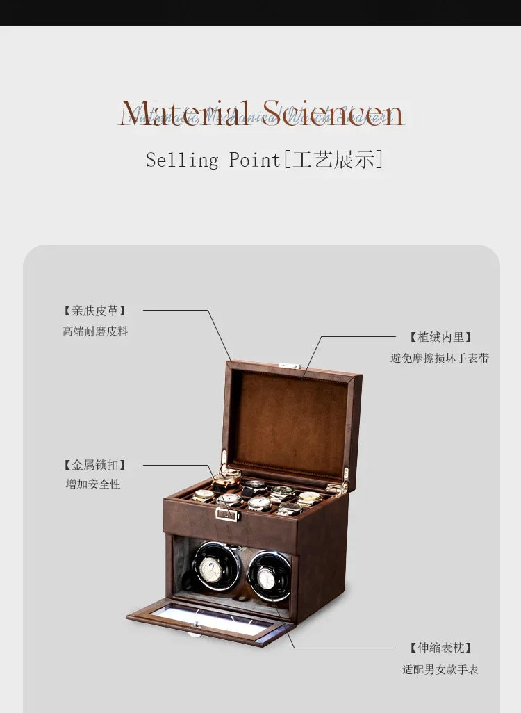 Watch Winders for Mechanical Watches Automatic Rotator Holder Double Layer Black Cabinet Storage Box Display Box Quiet No Noise