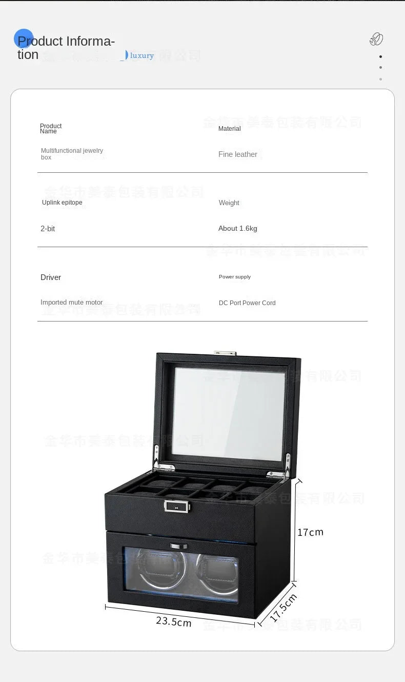 Watch Winders for Mechanical Watches Automatic Rotator Holder Double Layer Black Cabinet Storage Box Display Box Quiet No Noise