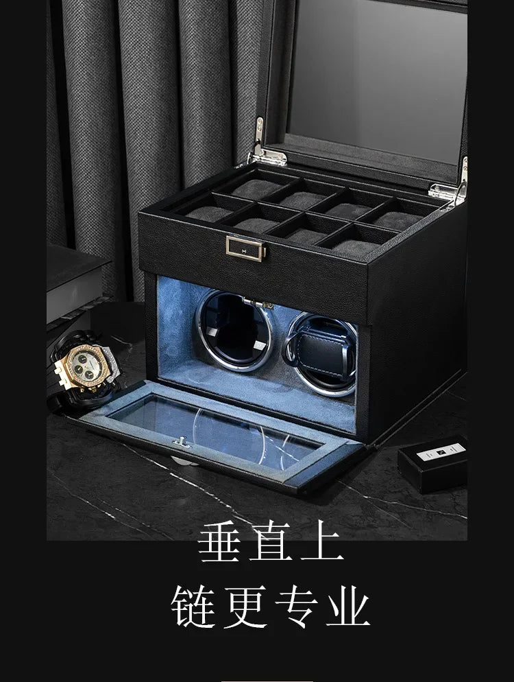 Watch Winders for Mechanical Watches Automatic Rotator Holder Double Layer Black Cabinet Storage Box Display Box Quiet No Noise
