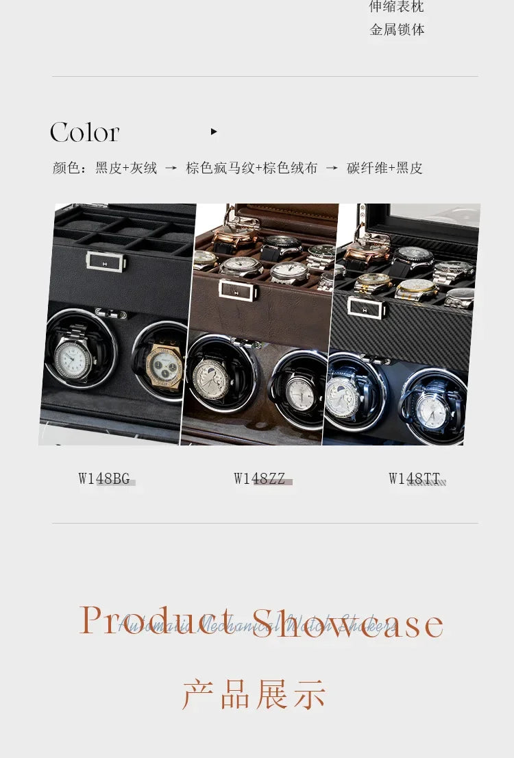 Watch Winders for Mechanical Watches Automatic Rotator Holder Double Layer Black Cabinet Storage Box Display Box Quiet No Noise