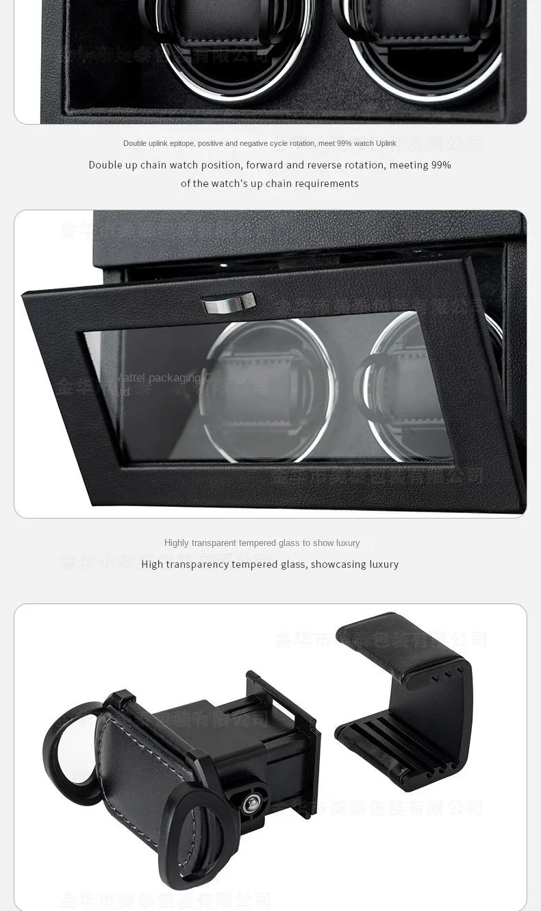 Watch Winders for Mechanical Watches Automatic Rotator Holder Double Layer Black Cabinet Storage Box Display Box Quiet No Noise