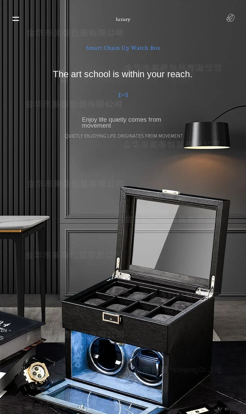 Watch Winders for Mechanical Watches Automatic Rotator Holder Double Layer Black Cabinet Storage Box Display Box Quiet No Noise