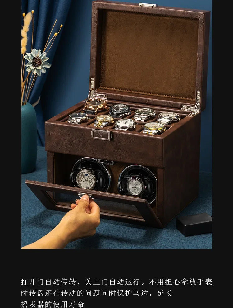 Watch Winders for Mechanical Watches Automatic Rotator Holder Double Layer Black Cabinet Storage Box Display Box Quiet No Noise