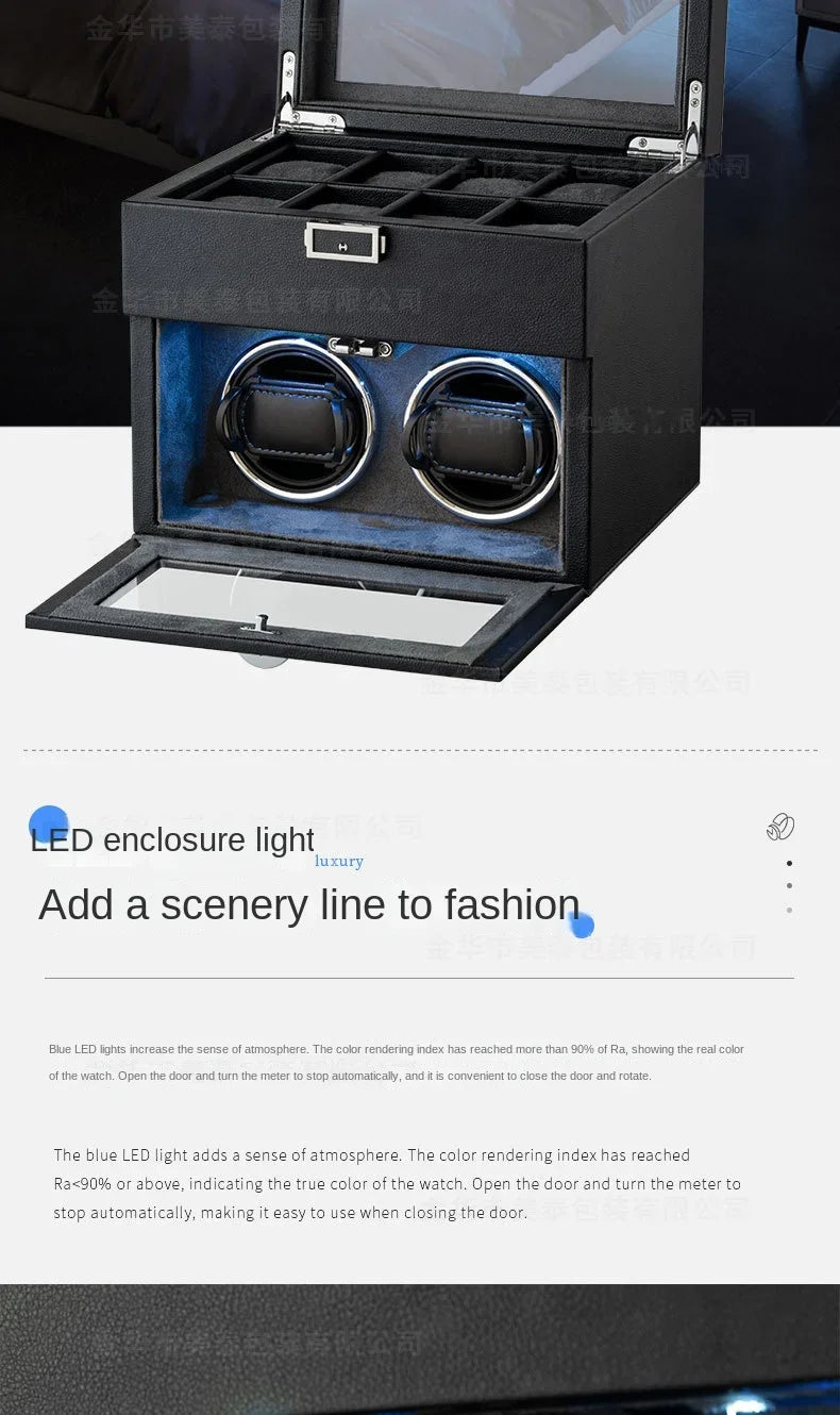 Watch Winders for Mechanical Watches Automatic Rotator Holder Double Layer Black Cabinet Storage Box Display Box Quiet No Noise