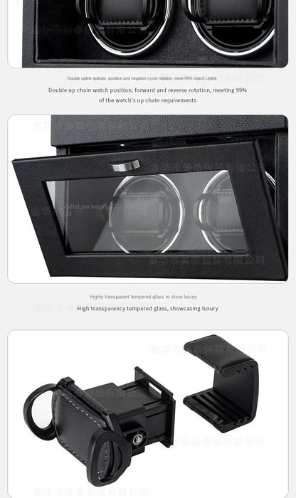 Watch Winders for Mechanical Watches Automatic Rotator Holder  Double Layer Black Cabinet Storage Box Display Box Quiet No Noise