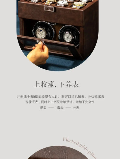 Watch Winders for Mechanical Watches Automatic Rotator Holder  Double Layer Black Cabinet Storage Box Display Box Quiet No Noise