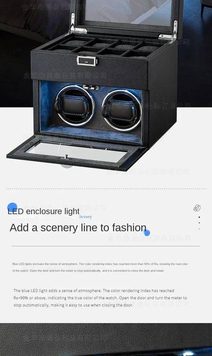 Watch Winders for Mechanical Watches Automatic Rotator Holder  Double Layer Black Cabinet Storage Box Display Box Quiet No Noise